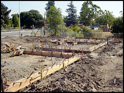 Concrete foundation framing.